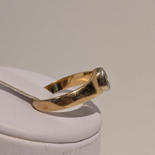Bague Jonc en Or Jaune 18K- Diamant - Taille 54 - 2.96G