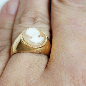 Bague Camée en Or Jaune 18K Taille-54