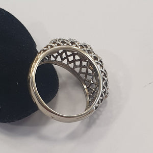 Bague Ancienne en Or Gris avec Diamants 18 K - T 57
