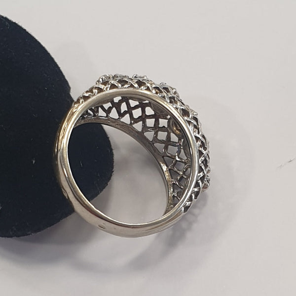 Bague Ancienne en Or Gris avec Diamants 18 K - T 57