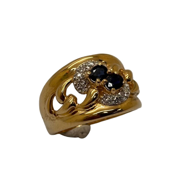 Bague en or jaune et blanc 18K- Taille 53