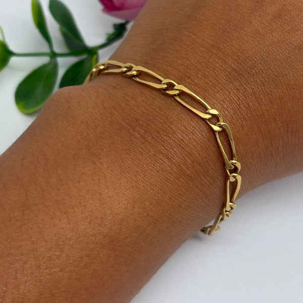 Bracelet Maillon Figaro Or Jaune 18 K - 7.33 Grs