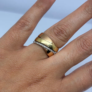 Bague Tank en 3 Ors 18 k avec Diamants