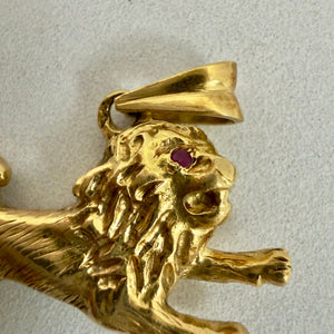 Pendentif lion en or jaune 18K 14.32 Grs