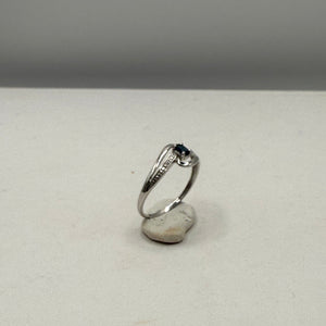 Bague en Or Blanc avec Saphir Bleu 18K Taille-53