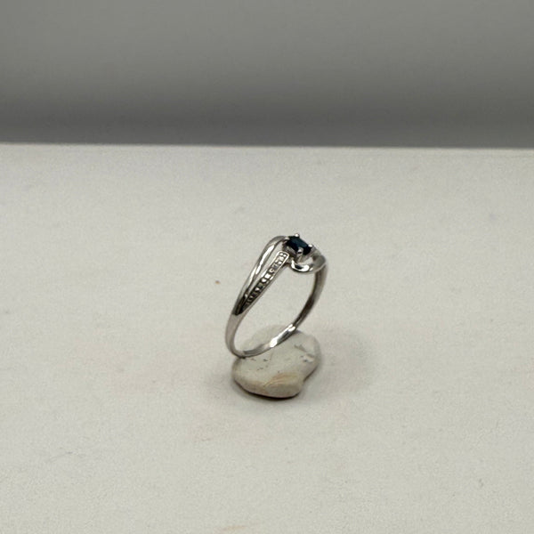 Bague en Or Blanc avec Saphir Bleu 18K Taille-53