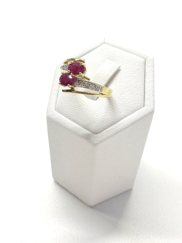 Bagues en Or Jaune et Blanc avec Diamants et Rubis - T 54