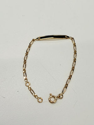 Bracelet Identité Enfant Or Jaune 18k - Gourmette Figaro