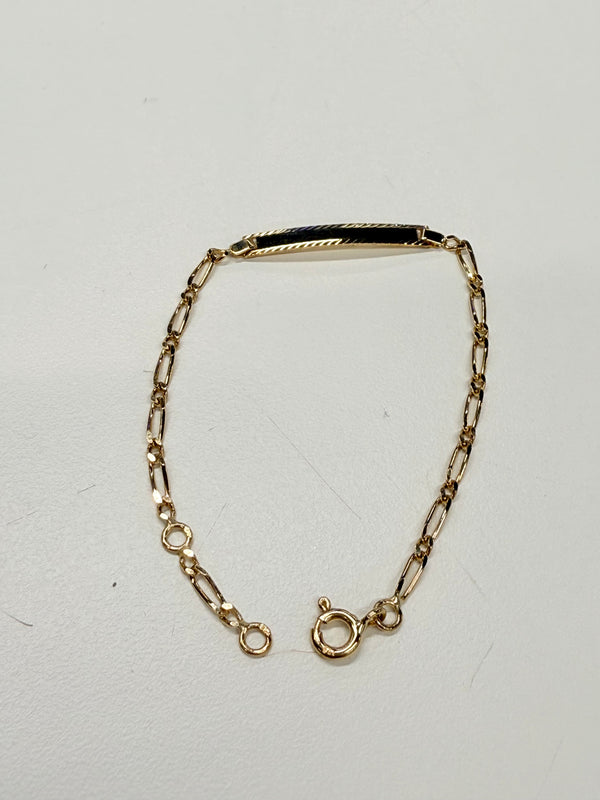 Bracelet Identité Enfant Or Jaune 18k - Gourmette Figaro