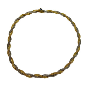 Collier Ras du Cou Torsadé Or Blanc & Jaune 18K