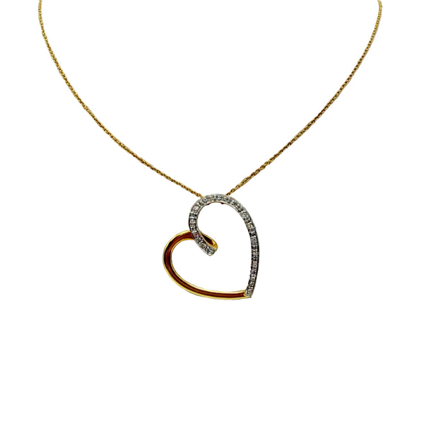 Chaine Collier Or Jaune Pendentif Coeur Zirconium