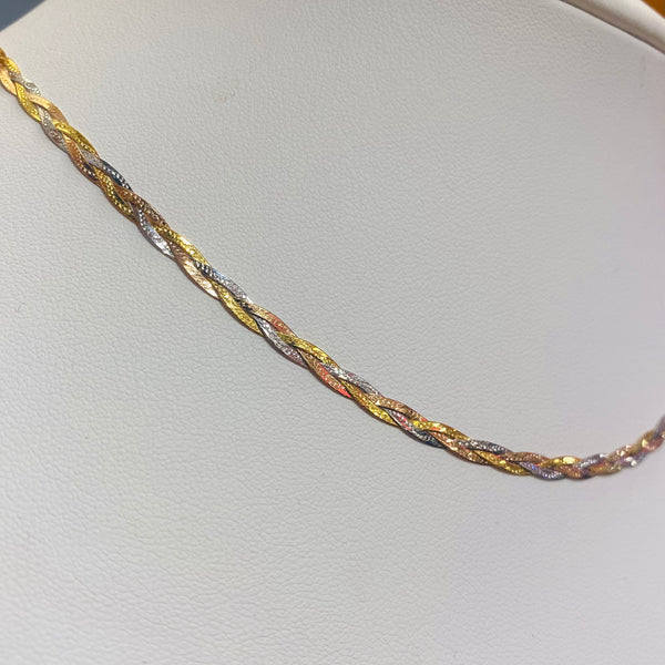Collier Ras du Cou Tressé 3 Ors 18K 5.08 Grs