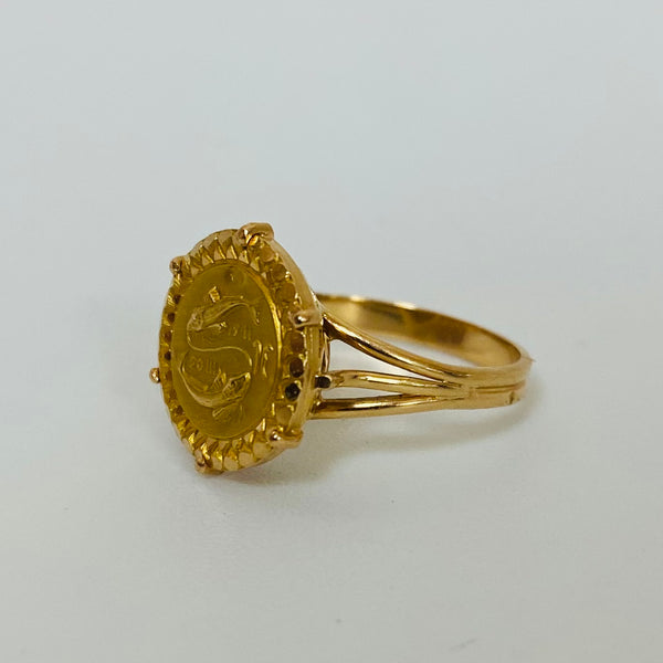 Bagues Signe Astrologique en Or Jaune 22K Taille-53