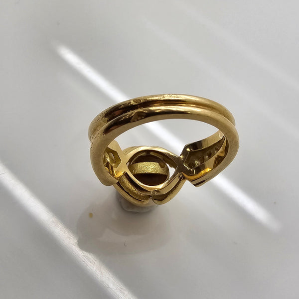 Bague solitaire perle en or jaune 18K - 9.68 G
