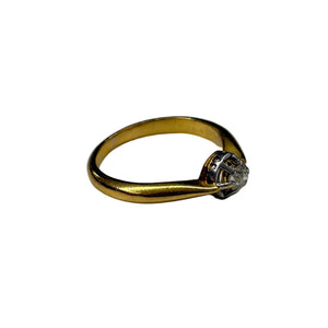 Bague Solitaire Or Jaune et Gris avec Diamant 18K
