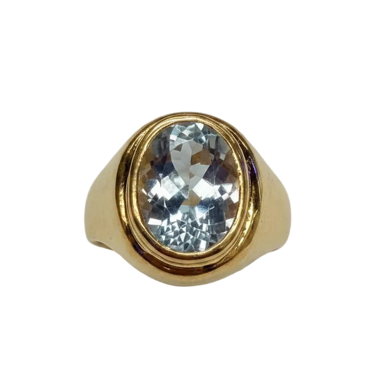 Bague Chevalière en Or jaune 18k - 6.89 G - Taille : 44