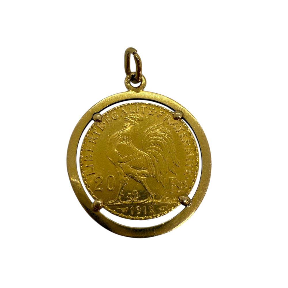 Pendentif Porte-Pièce en Or Jaune – 20 Francs Marianne 1912