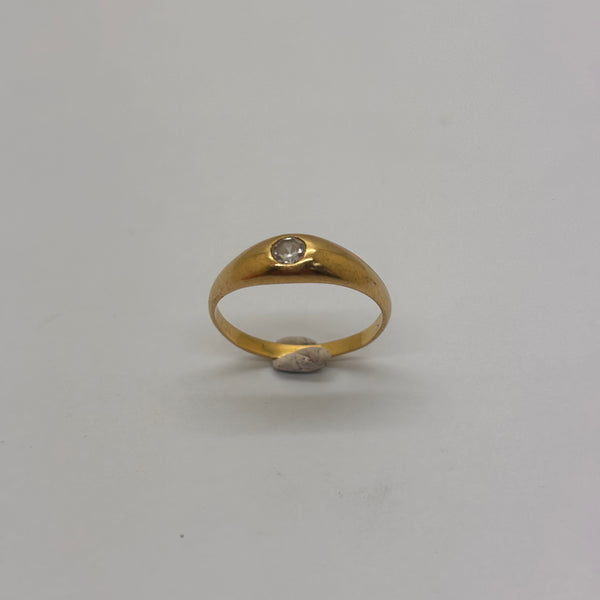 Bague en or jaune 18 carats avec zirconium - taille 50