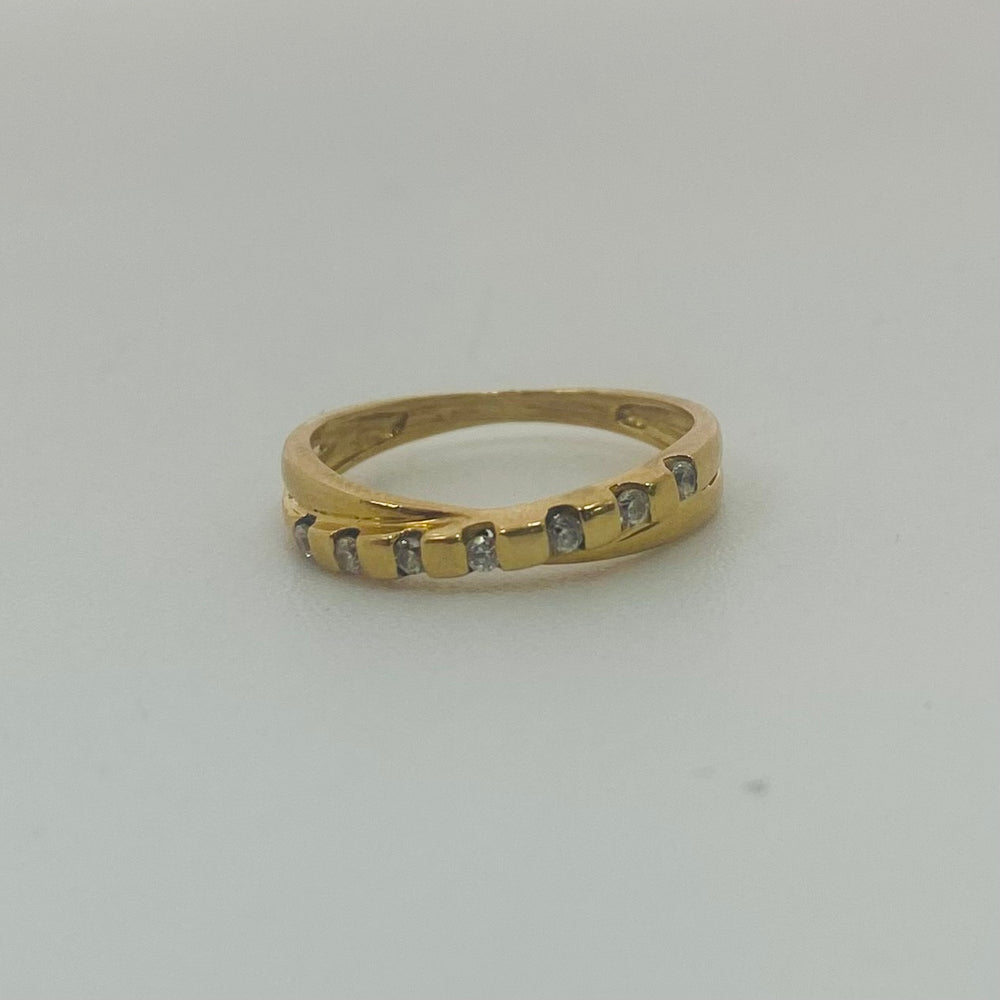 Bague Demi-Tour en Or Jaune 18K & Zirconiums