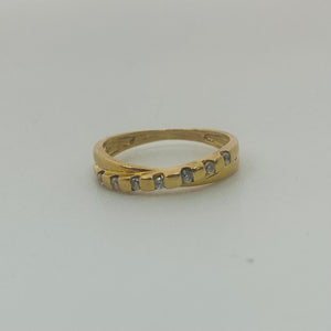 Bague Demi-Tour en Or Jaune 18K & Zirconiums