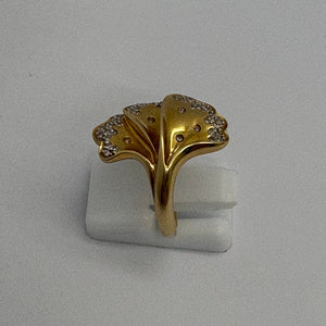 Bague Ancienne en Or Jaune 18K avec Diamants - taille 51 - 6.67g