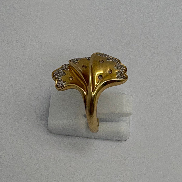 Bague Ancienne en Or Jaune 18K avec Diamants - taille 51 - 6.67g
