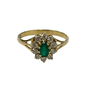 Superbe Bague Marguerite en Or Jaune avec Emeraude