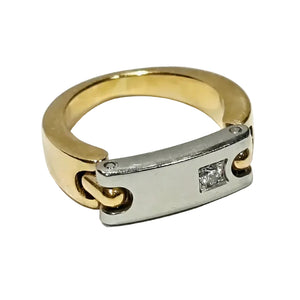 Jonc Or Jaune et Or Blanc 18 Carats avec Diam