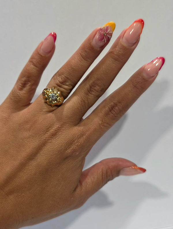 Bague en Or Jaune avec zirconium 18 carats