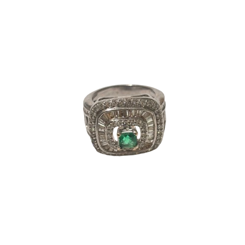 Bague en or 18K avec diamants et zirconium - T 51