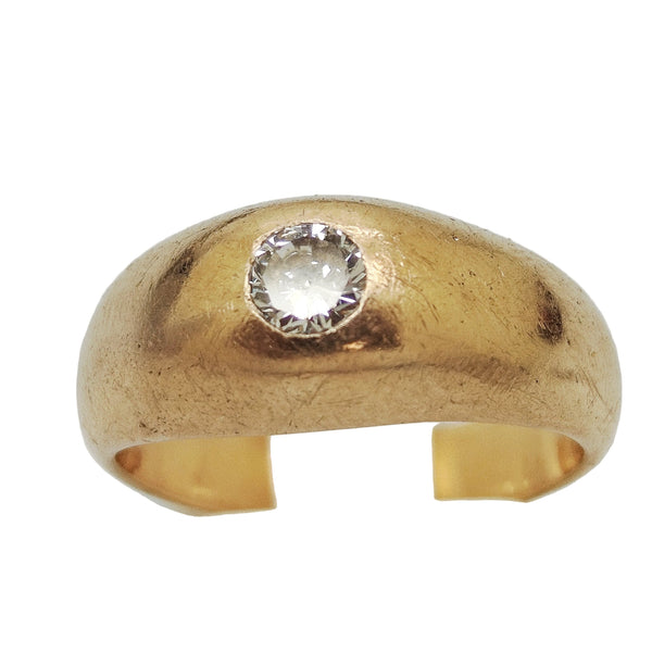 Bague jonc en Or Jaune 18K avec diamant  6.89Grs - Taille 53