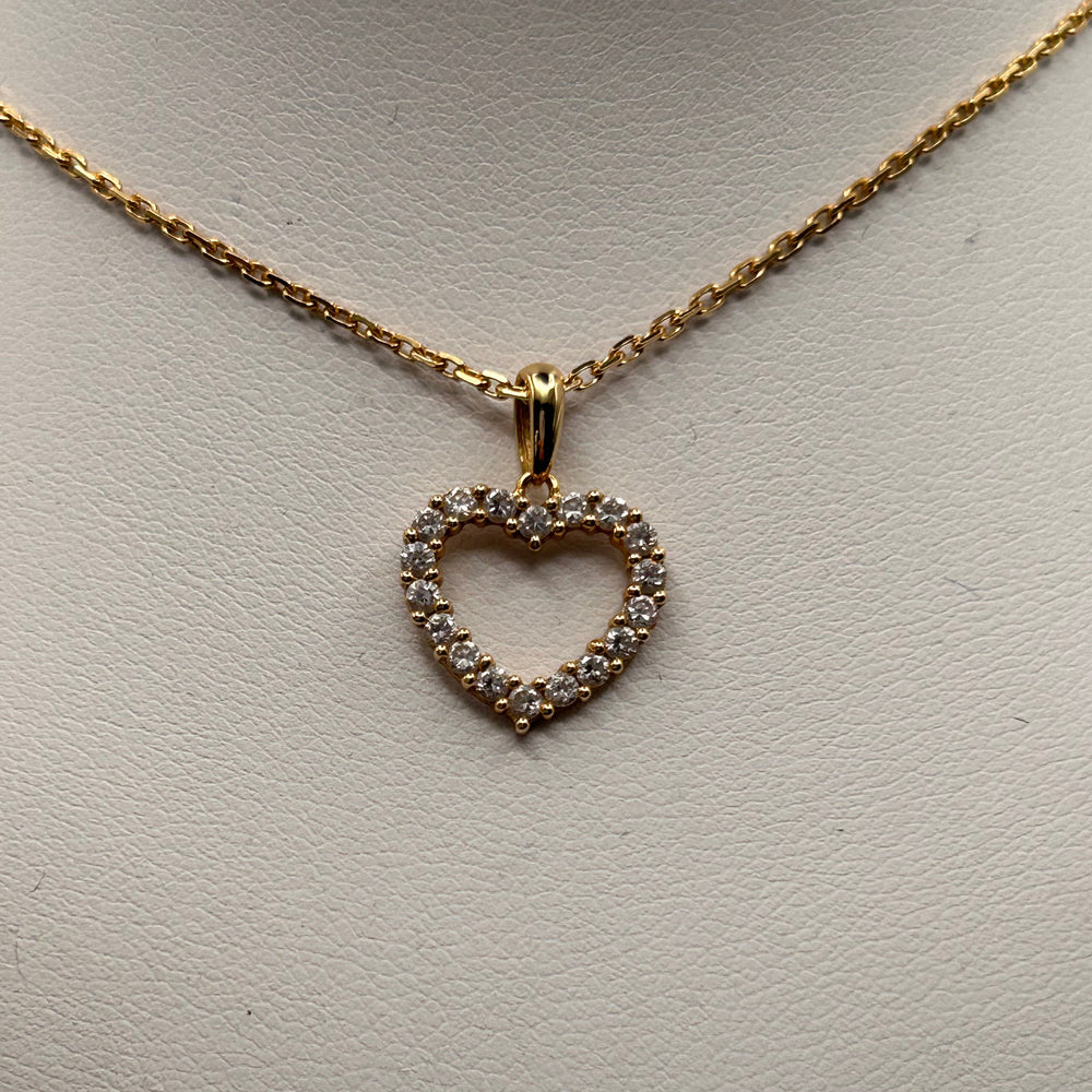 Collier Princesse en Or Jaune 18K avec Pendentif Cœur