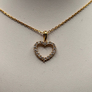 Collier Princesse en Or Jaune 18K avec Pendentif Cœur