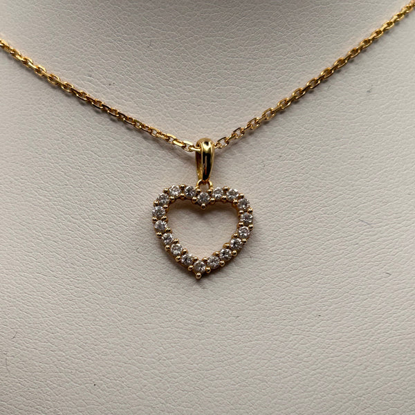 Collier Princesse en Or Jaune 18K avec Pendentif Cœur