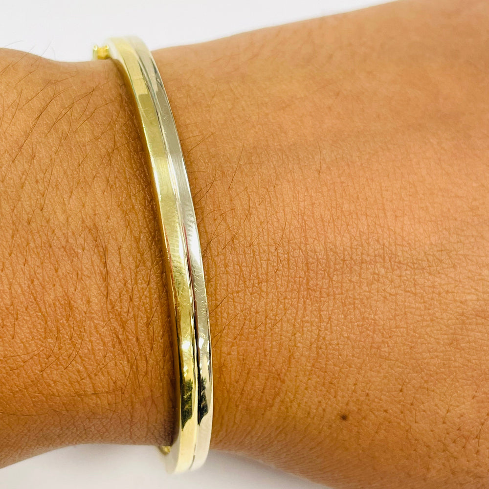 Bracelet jonc en or jaune et blanc 18K - 12.20 Grs