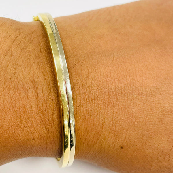 Bracelet jonc en or jaune et blanc 18K - 12.20 Grs