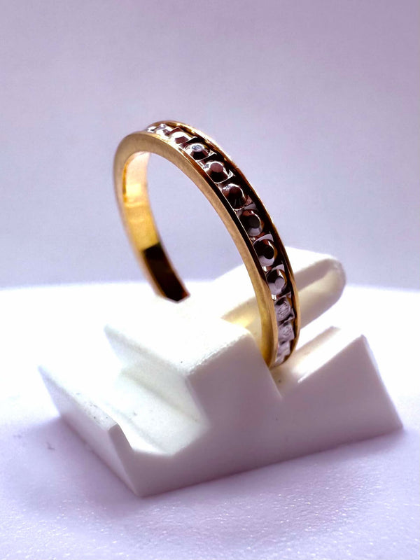 Bague Alliance Tour Complet Or Jaune et Blanc 18K