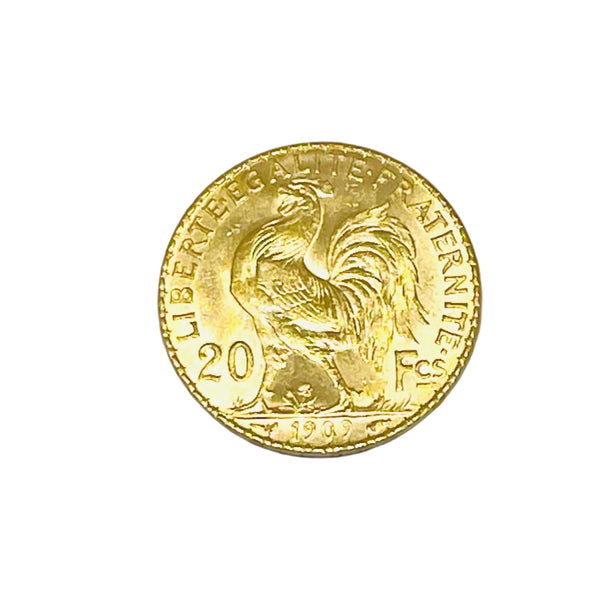 Pièce en or 20 Francs Coq Marianne de 1909 - 6.47G
