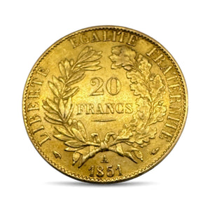 Pièce en Or jaune 20K - Francs Cérès 1851- 6.43g
