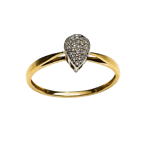Bague Solitaire en Or Jaune 18k avec 17 diamants - T54