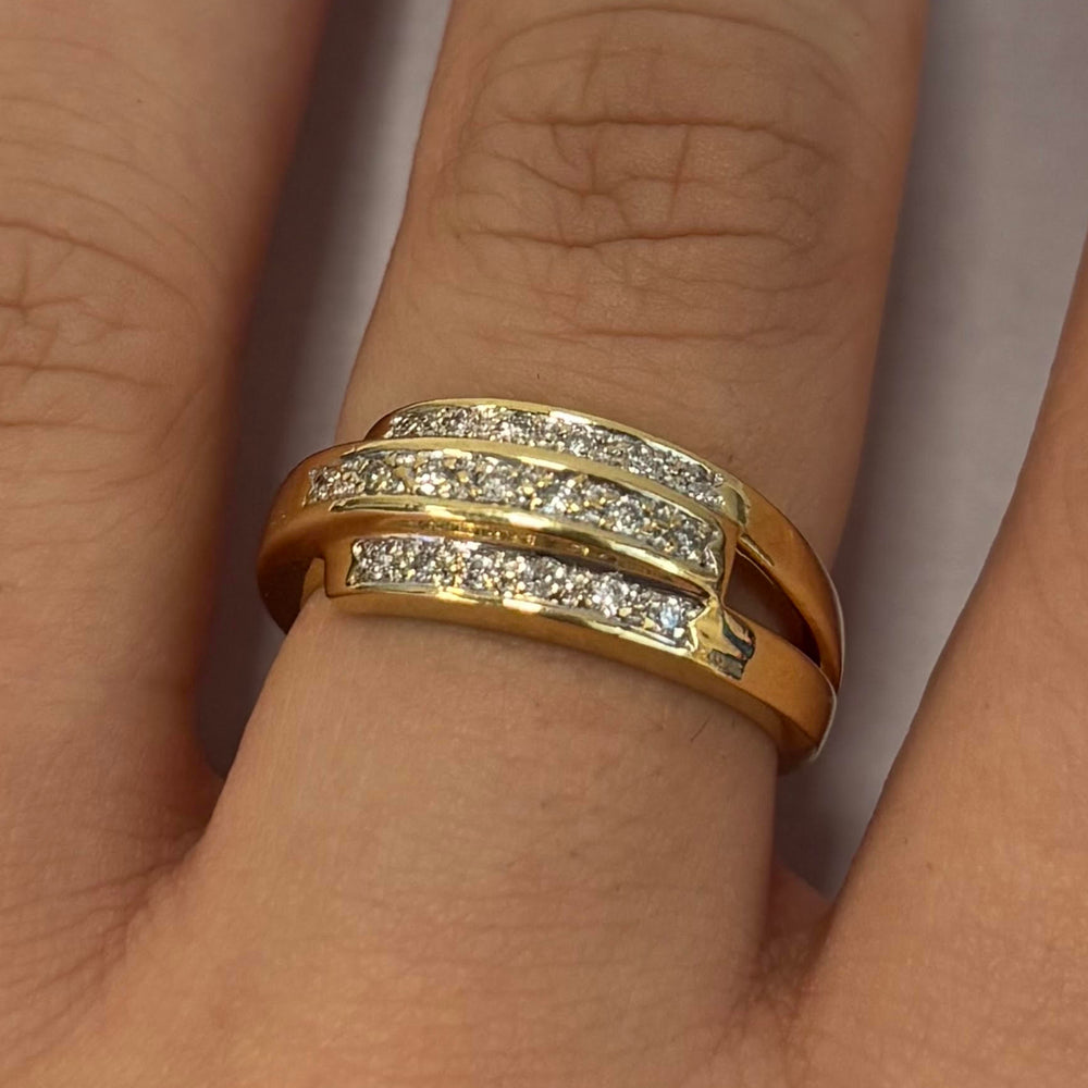 Bague Or Jaune 18 Carats avec Diamants - Taille 58