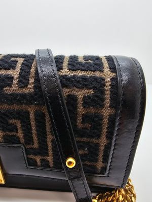 Sac à main Balmain en toile jacquard noir et kaki