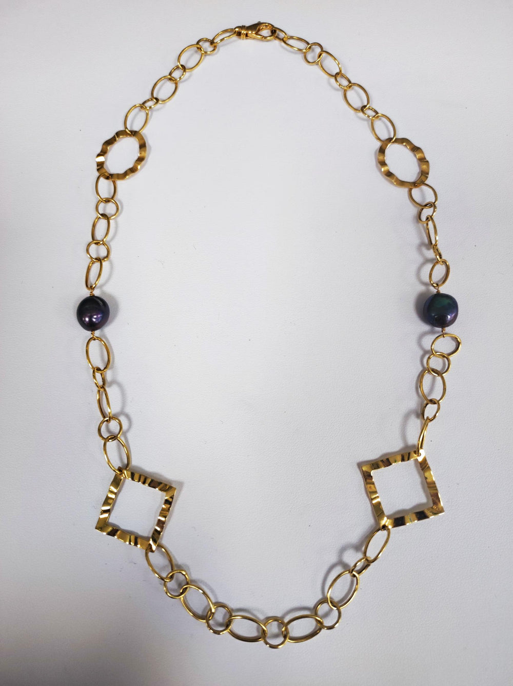 Collier Princesse Or 18K avec Perles Fantaisie Lg 50