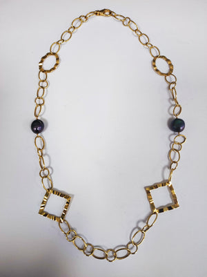 Collier Princesse Or 18K avec Perles Fantaisie Lg 50