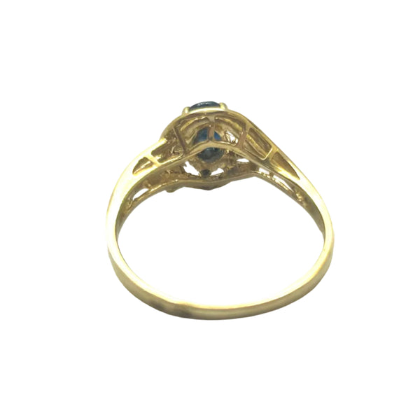 Bague Or Jaune avec Diamants et Saphir