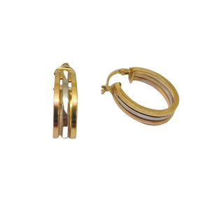 Boucles d'oreilles Créoles en 3 Ors 18K - 2.24gr