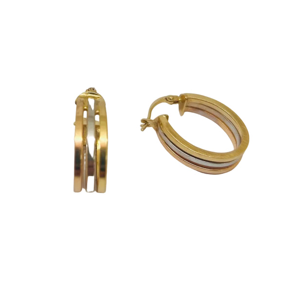 Boucles d'oreilles Créoles en 3 Ors 18K - 2.24gr