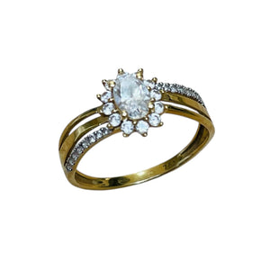 Bague en Or Jaune 18K avec Oxyde de Zirconium - T54 - 1.28gr
