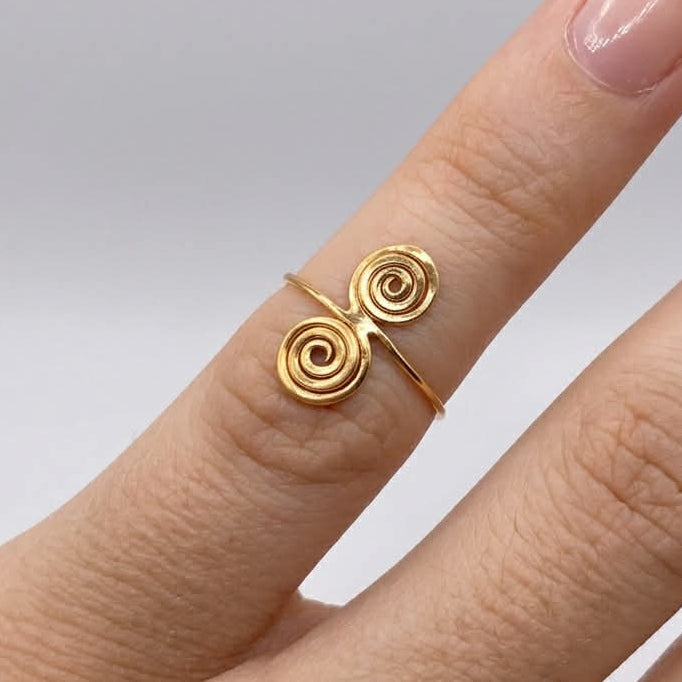 Bague Alliance Double Spirale en Or Jaune 18k - 1.03 G