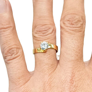 Bague Solitaire Or Jaune avec Oxyde de Zirconium 18K
